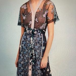 Byron Lars Cassie Floral Night Cascading Midi Dress, Size 10